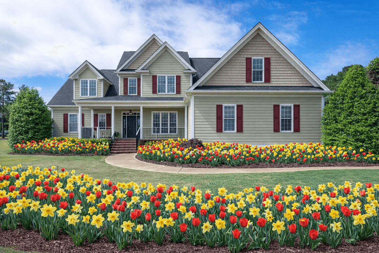 A garden after AI design — blooming with spring colour